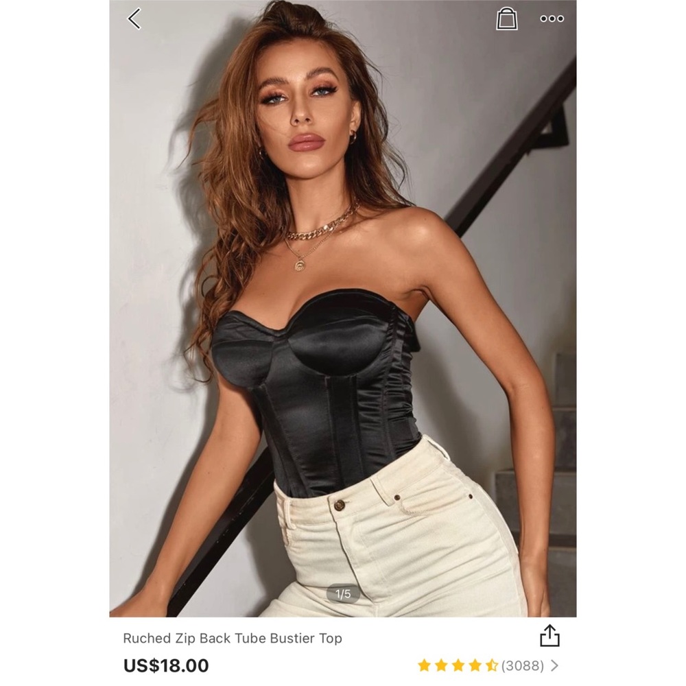 Ruched Zip Back Tube Bustier